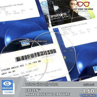 TRÒNG KÍNH Essilor 1.60 Eyezen® MaxAz BlueUV-Capture Chính Hãng ( Tròng Đặt)