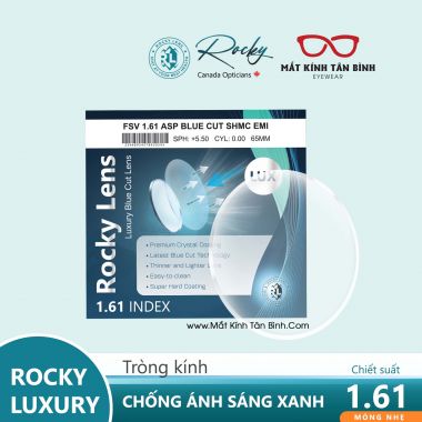TRÒNG KÍNH ROCKY 1.61ASP BLUE CUT LUXURY SHMC CHÍNH HÃNG