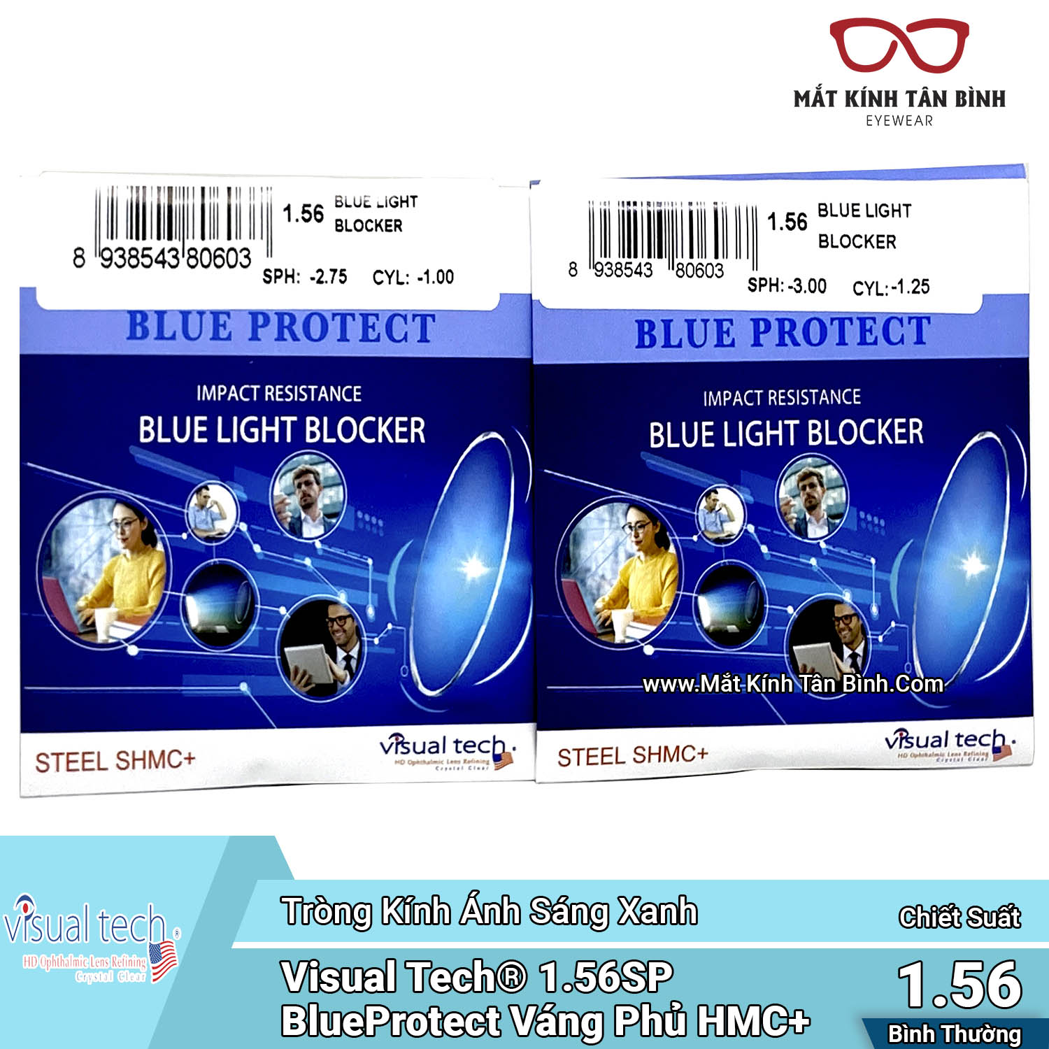 TRÒNG KÍNH 1.56SP Visual Tech® BlueProtect/HMC+ Chính Hãng
