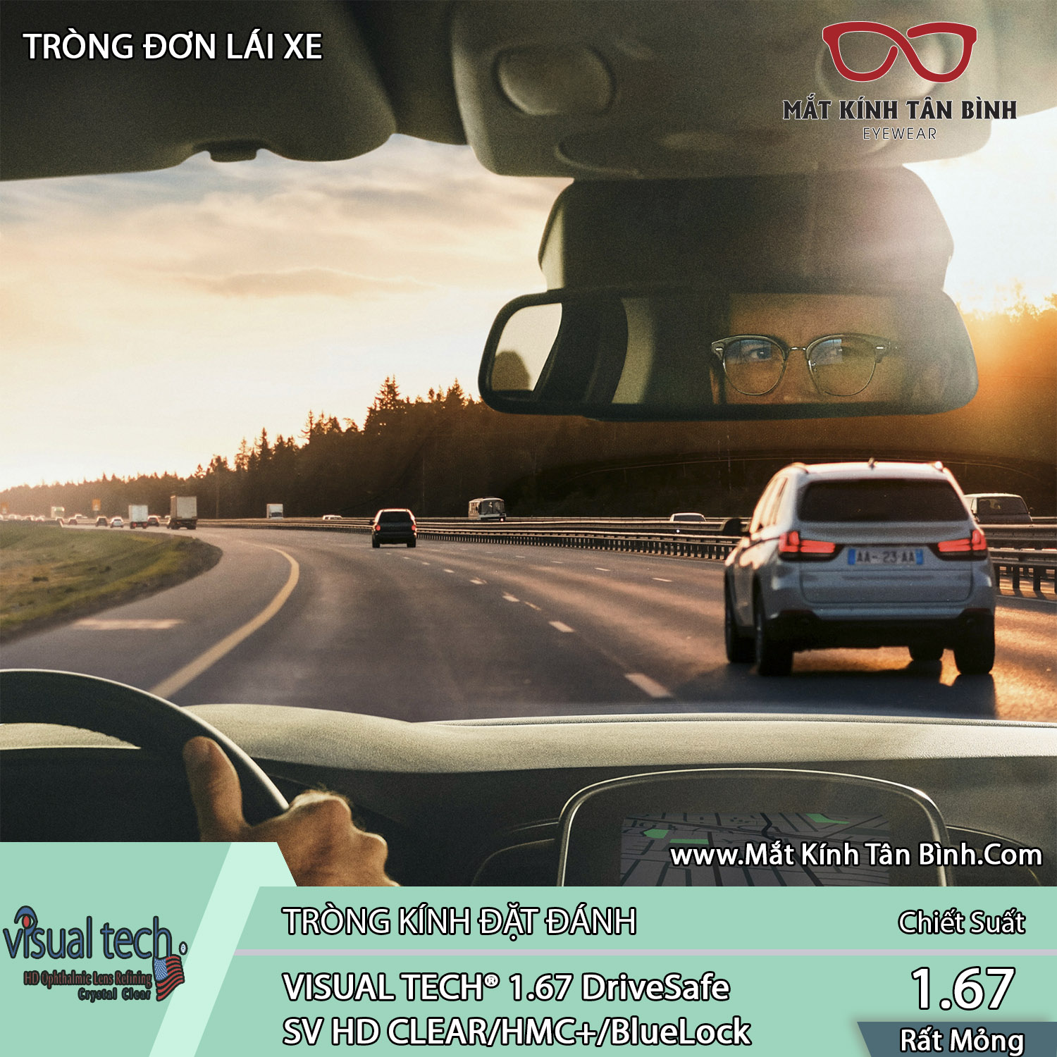 TRÒNG KÍNH Visual Tech® 1.67 Driving SV HD Chính Hãng