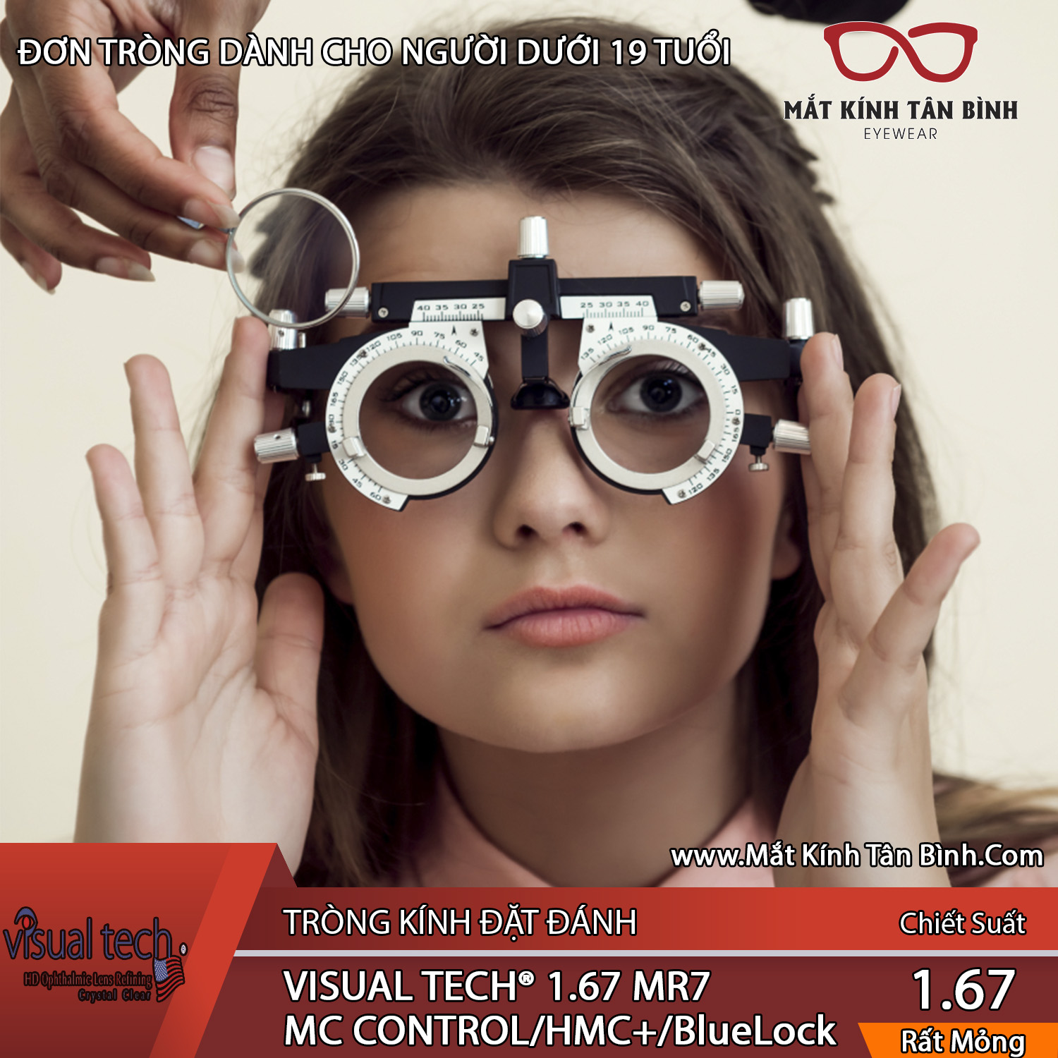 TRÒNG KÍNH Visual Tech®1.67 MR7 MC Control HD Chính Hãng